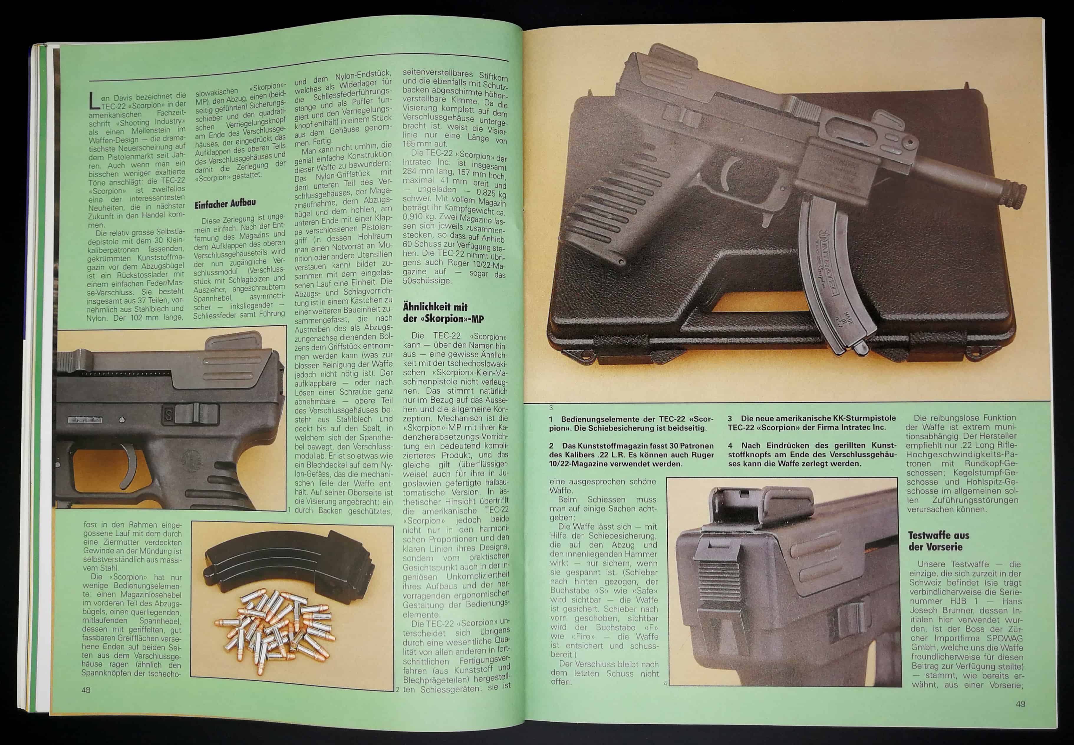 Die Titelbildbelegende Intratec TEC-22 Scorpion.