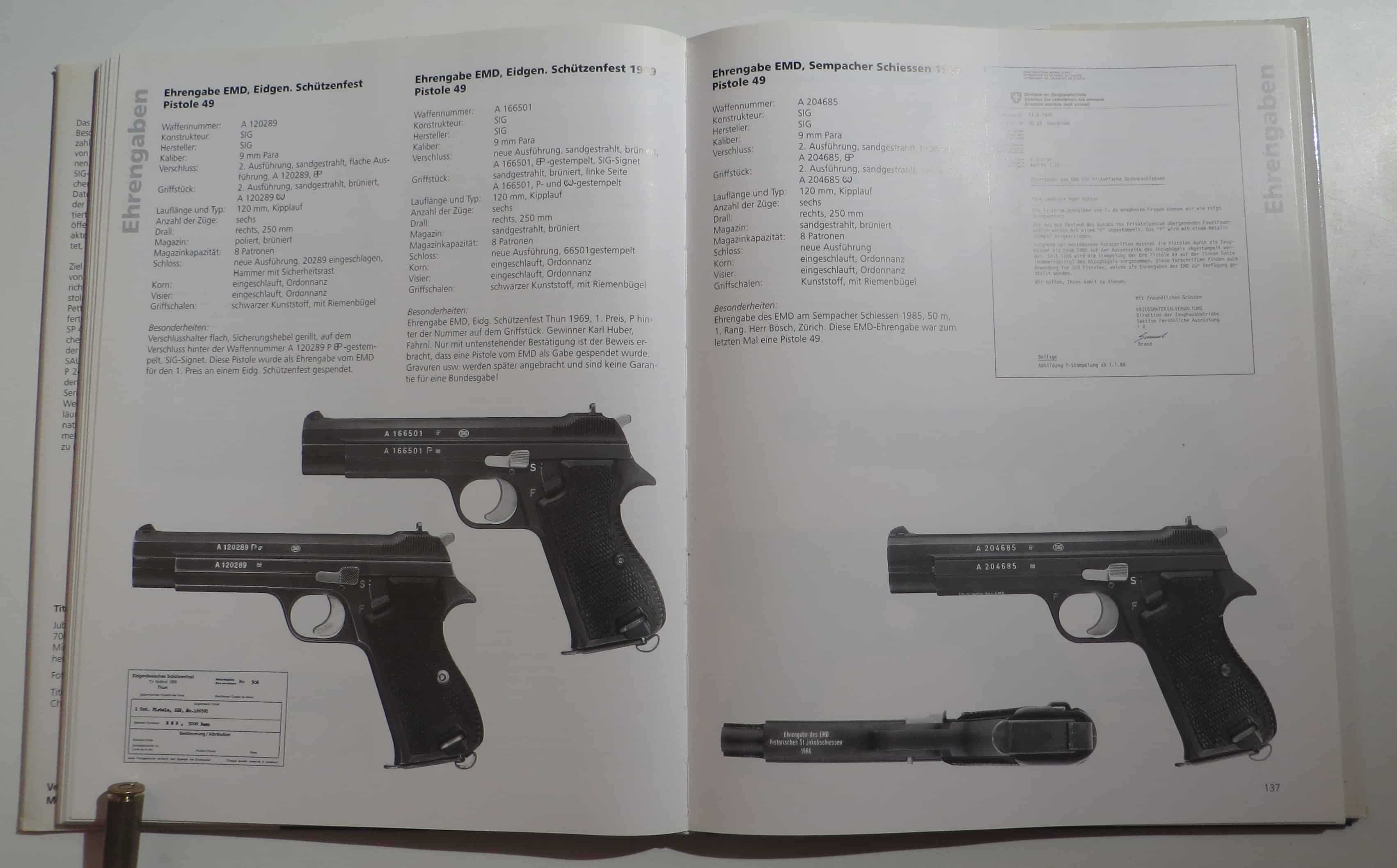 Ehrengaben, wie sie an besonderen Schiessanlässen (Morgarten, Schwaderloh, usw.) vergeben werden. Links unten die Bescheinigung dazu.