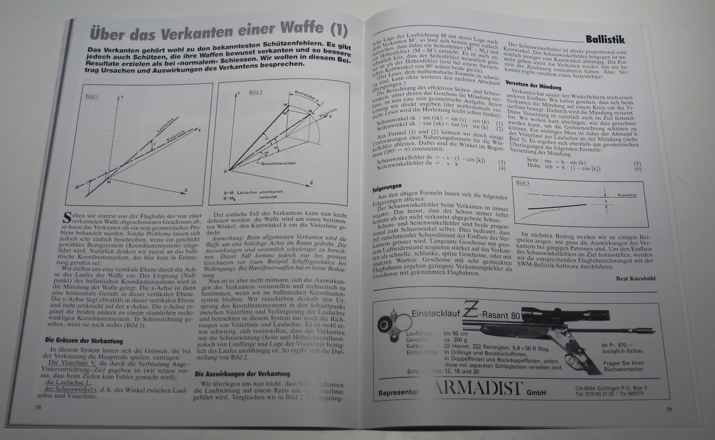 Die Ballistik-Koryphäe Beat Kneubühl über das Verkanten einer Waffe, Formeln und Diagramme inklusive.
