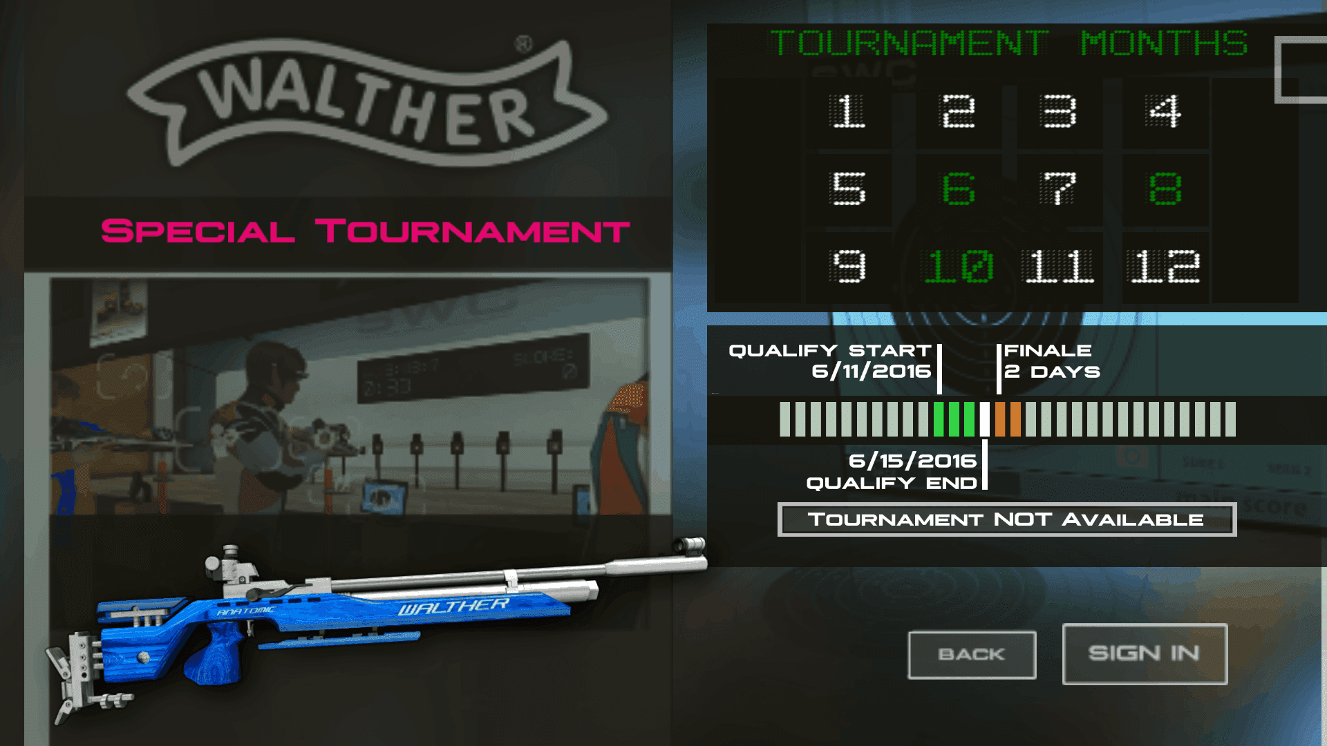 Der Walther Wettkampf findet nur zu bestimmten Zeiten statt.