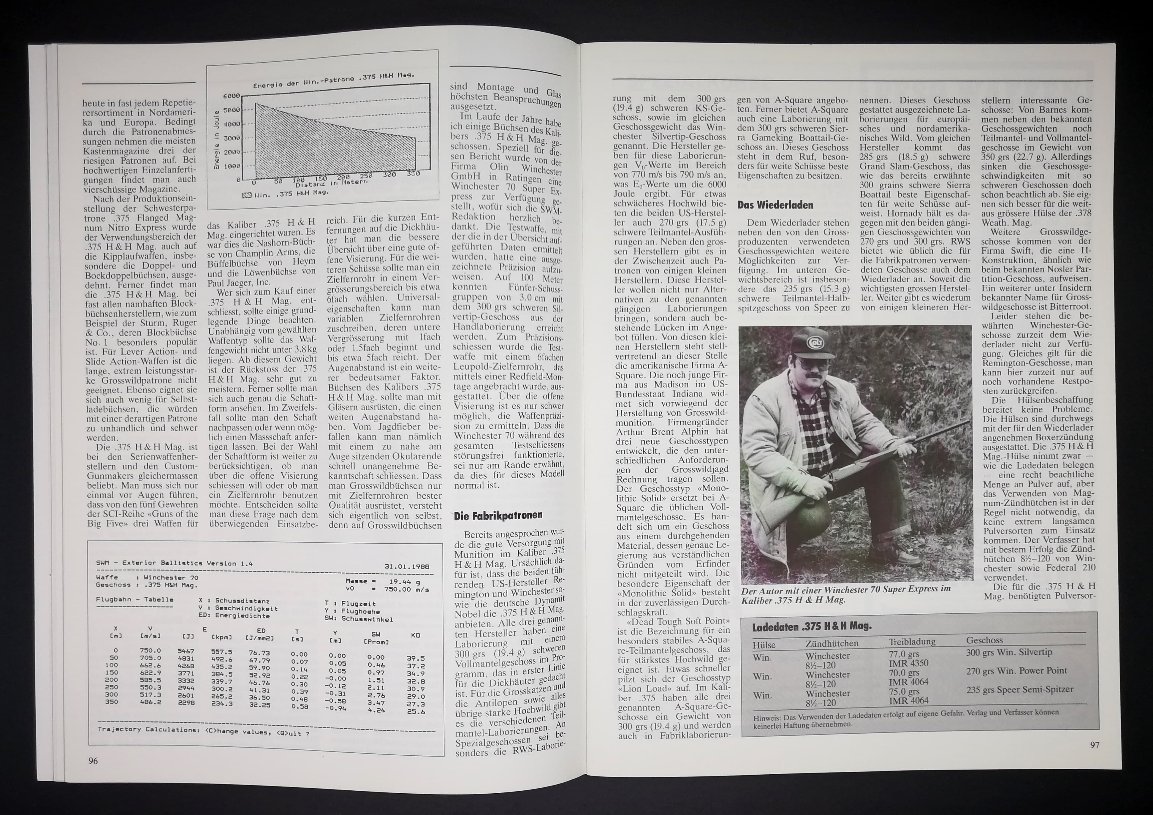 Testen der .375 Holland und Holland Jagdpatrone.
