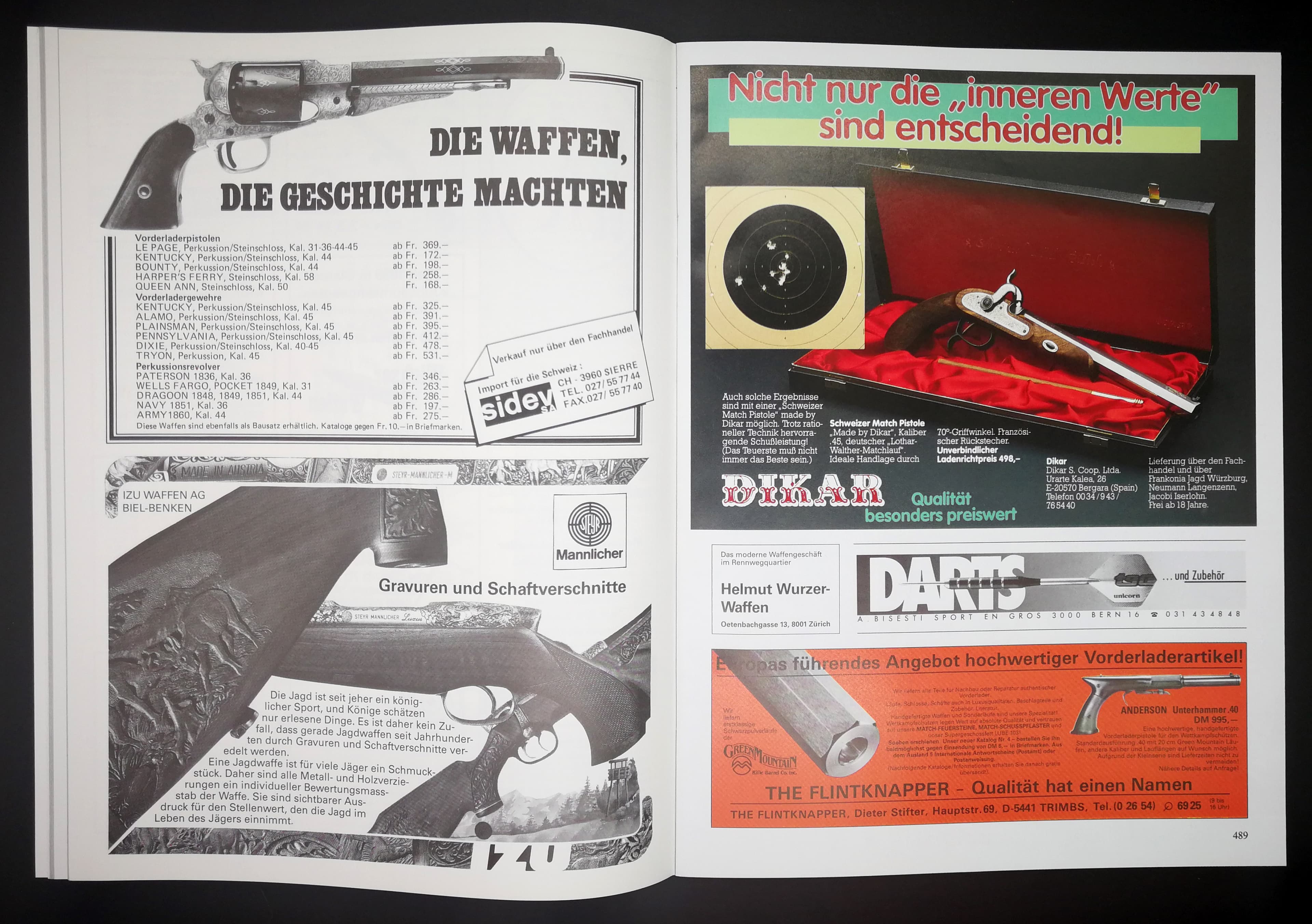 Werbung für Vorderlader und Gravuren.
