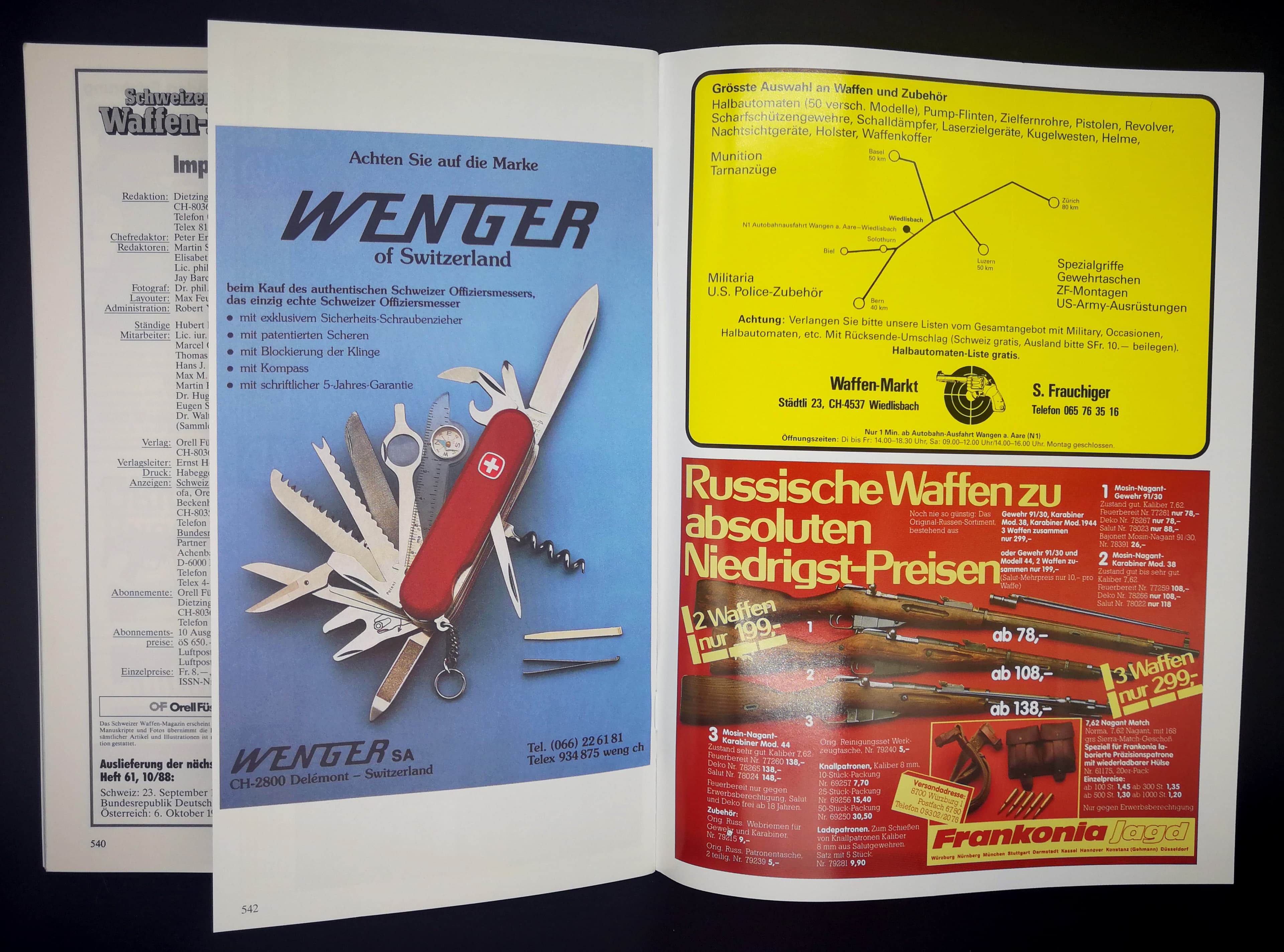 Zuguterletzt, der Anfahrtsweg zum Waffenmarkt Frauchiger und Frank und Monikas Werbung für Mosin Nagants.
