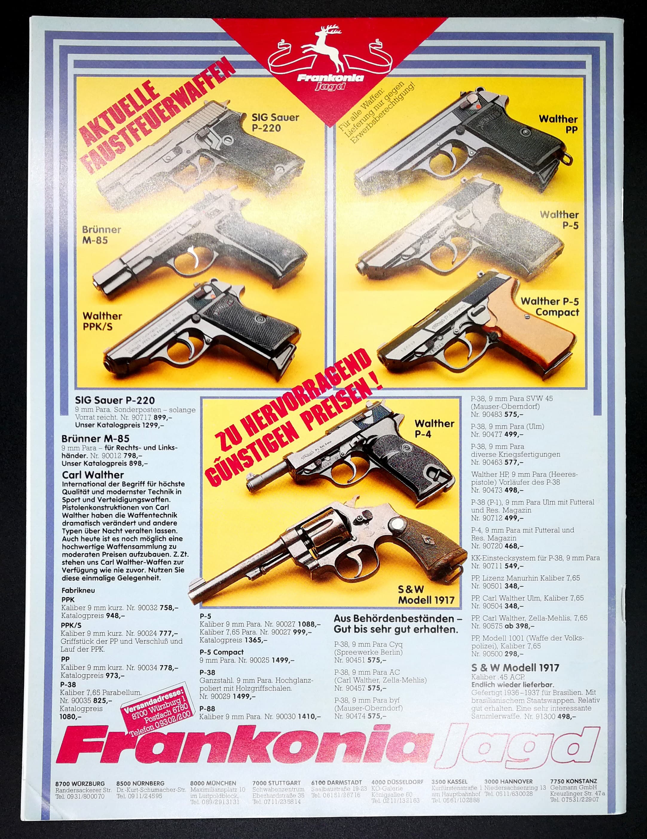 Rückseitig darf wieder Frank und Monika Ware anpreisen - hier sinds hauptsächlich Walther Pistolen.
