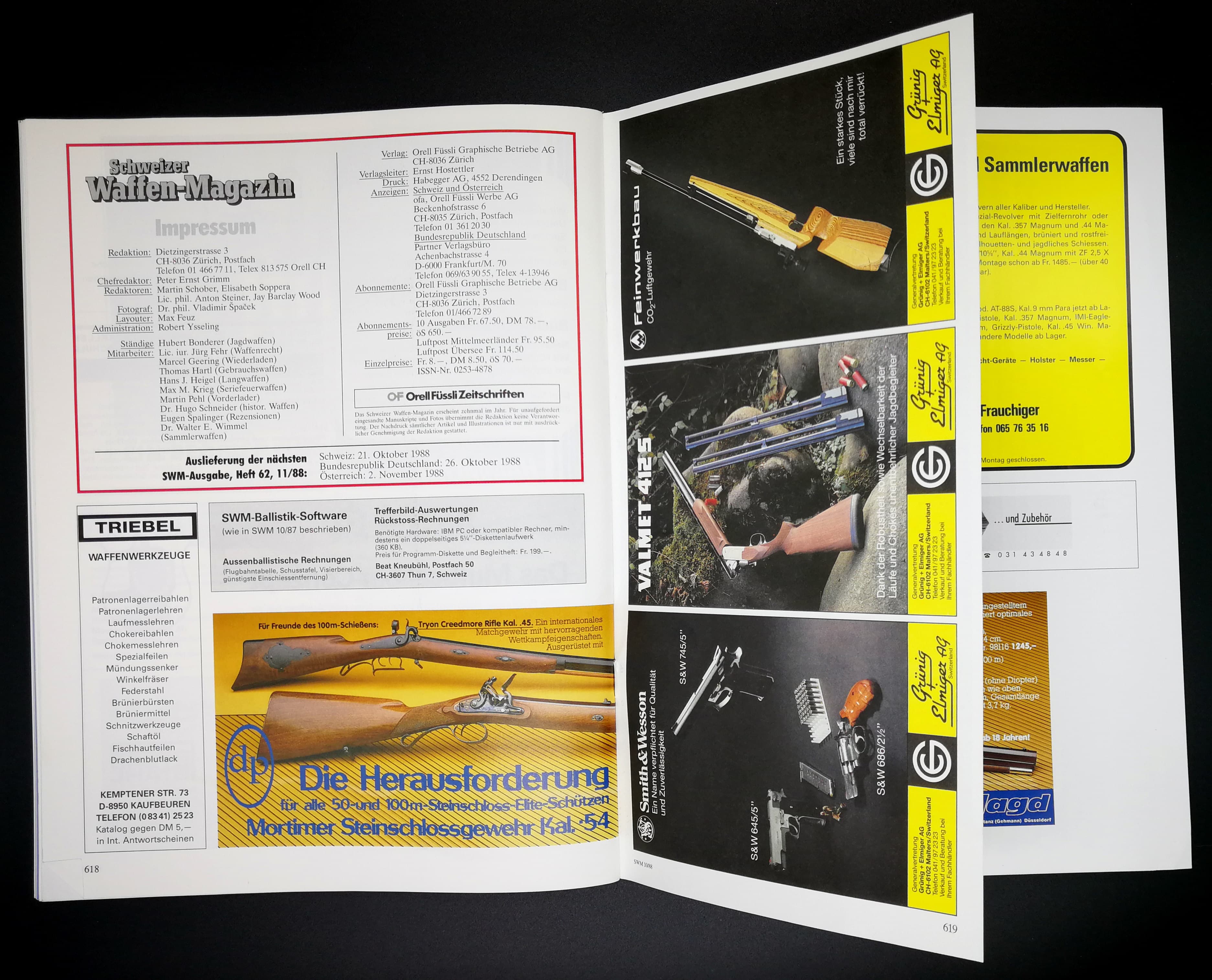 Wieder Werbung von Grünig Elmiger, und man kann Kneubühls Ballistikprogramm bestellen!
