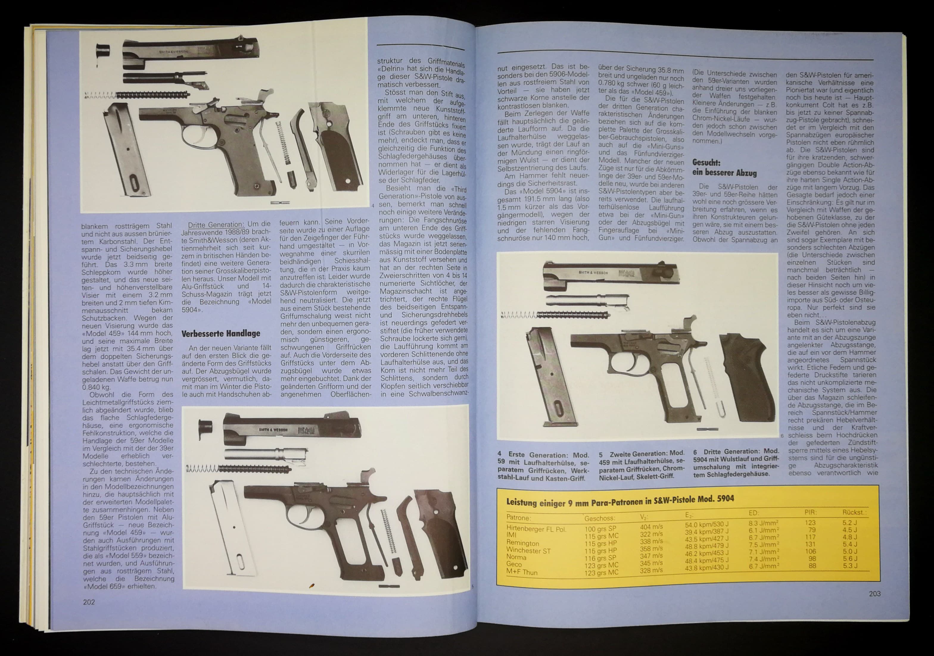 Smith&Wesson 5904, drei generationen zerlegt.
