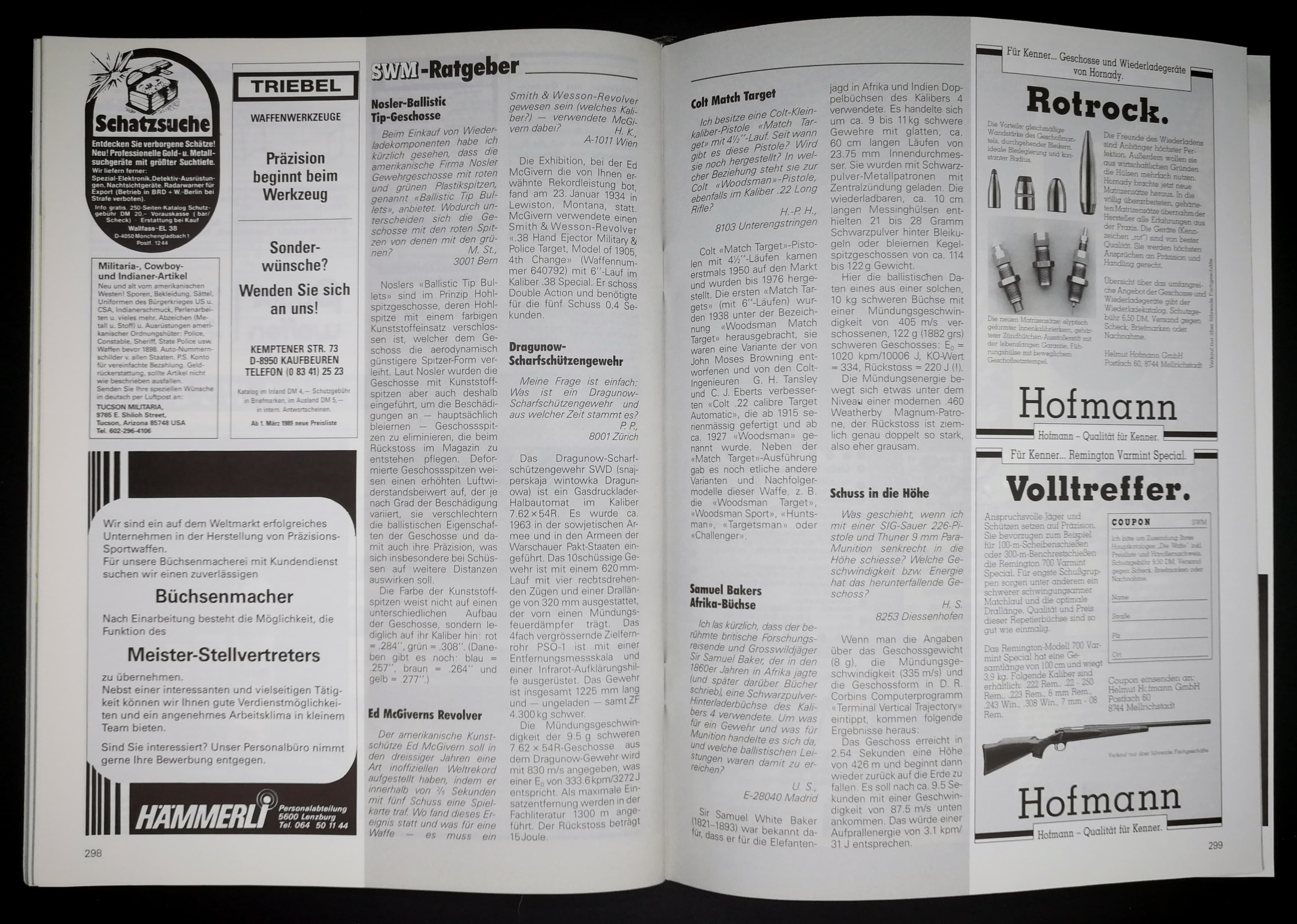 Leserbriefe. Von einer >10000 Joule-Waffe und der Frage, was passiert, wenn man senkrecht nach oben schiessen würde.
