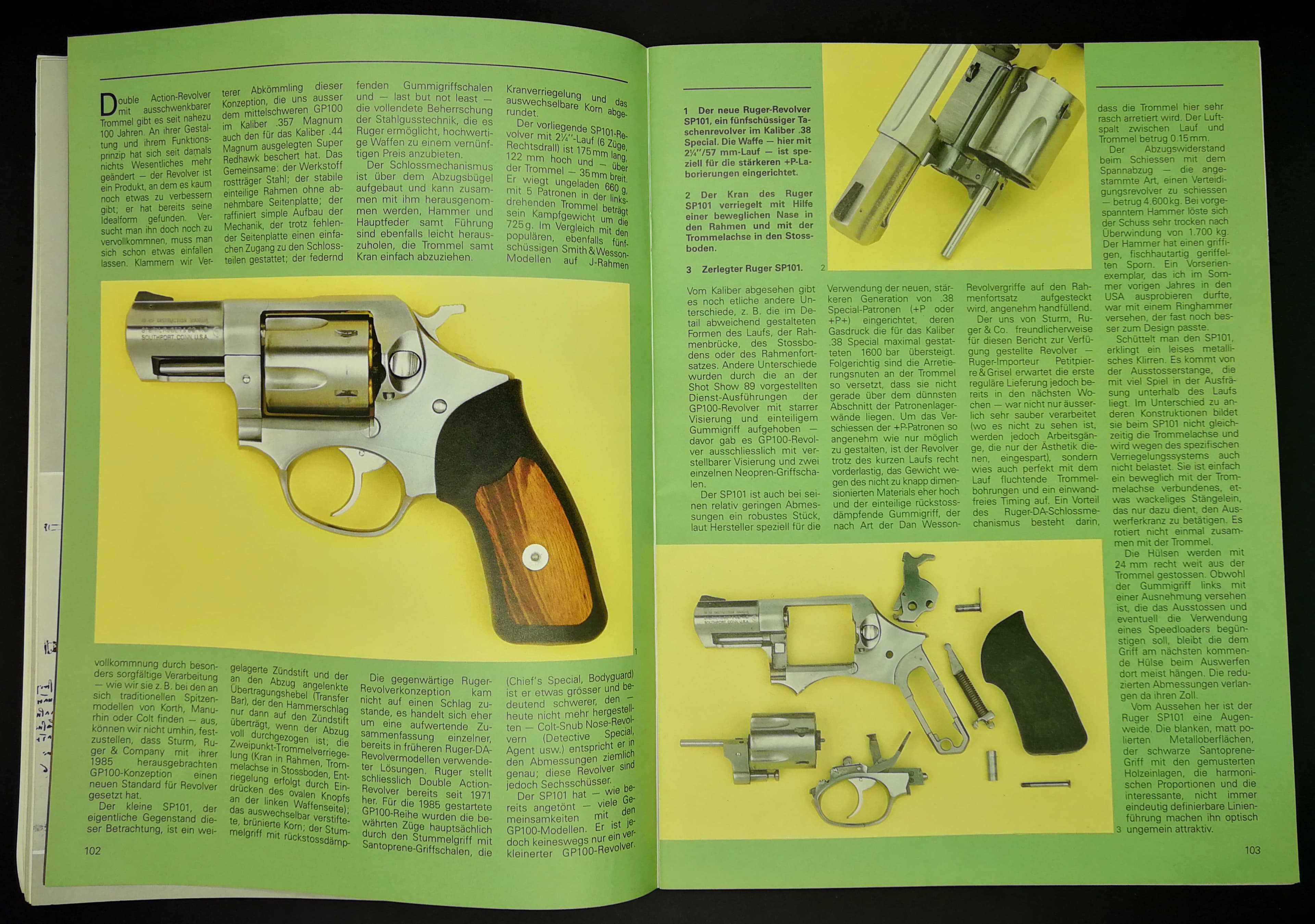 Der Titelbildrevolver SP101 von Ruger im Kaliber .38 Special.