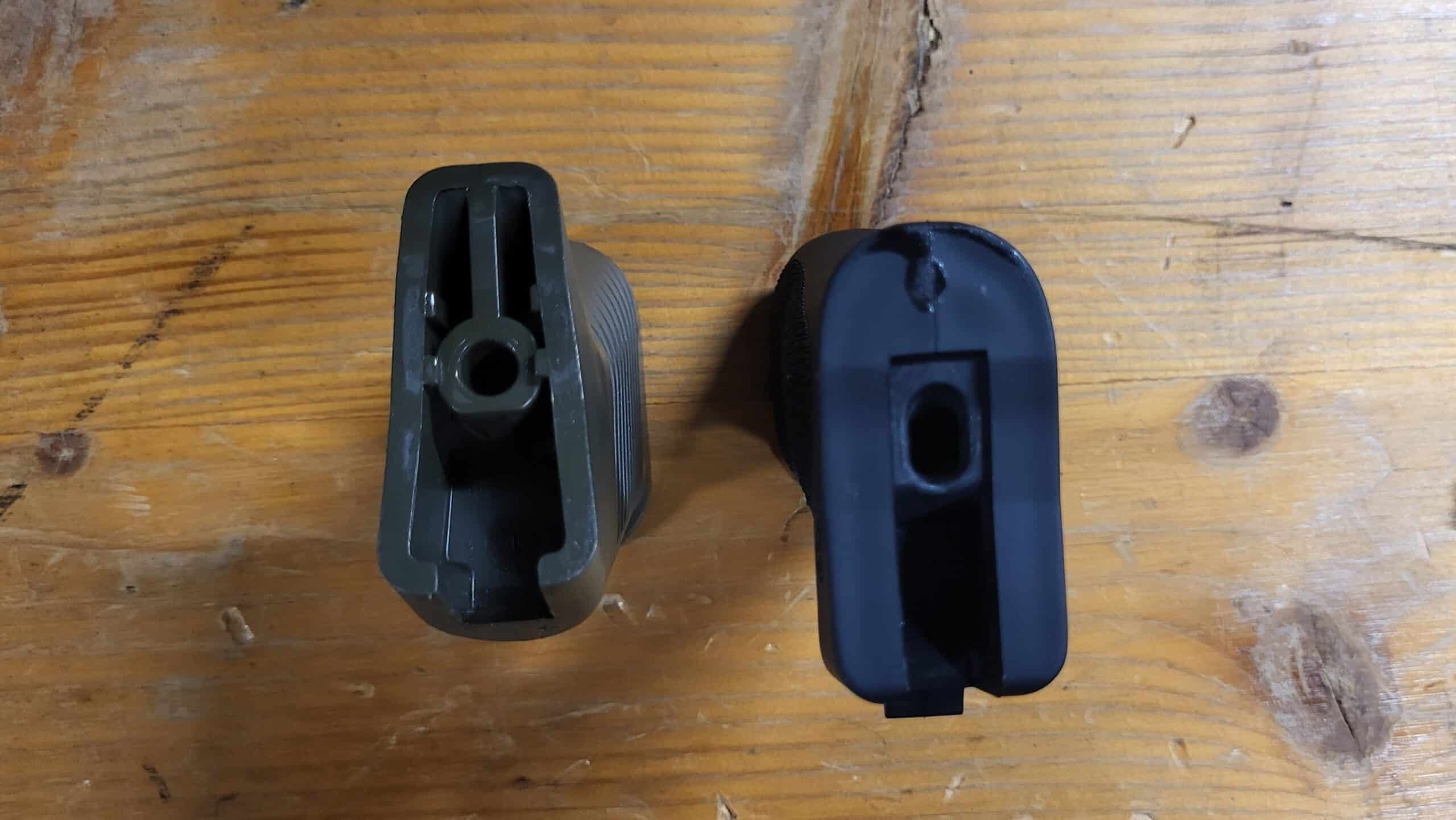 Grössenvergleich mit dem Originalgriff, von oben.