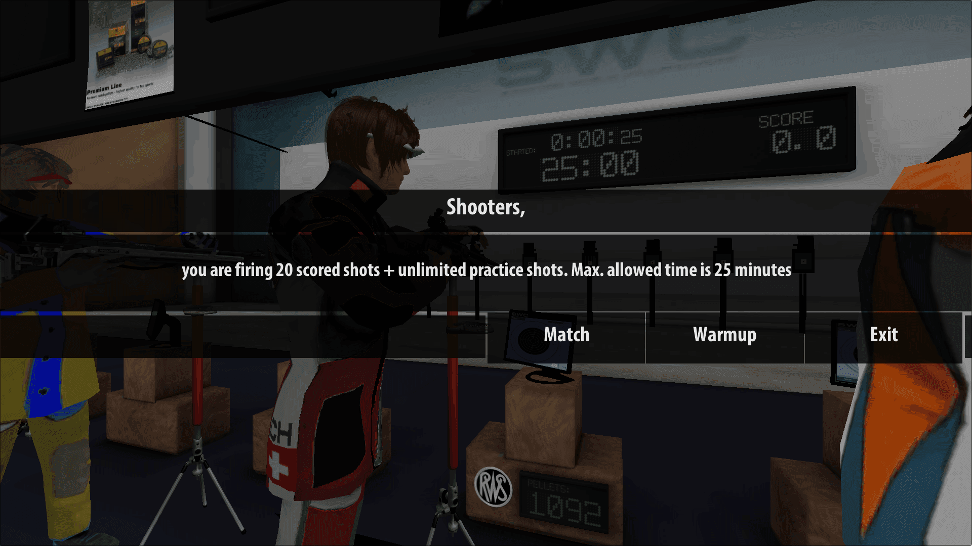 Vor dem Wettkampf: Man kann wählen, ob man Probeschüsse will oder nicht.