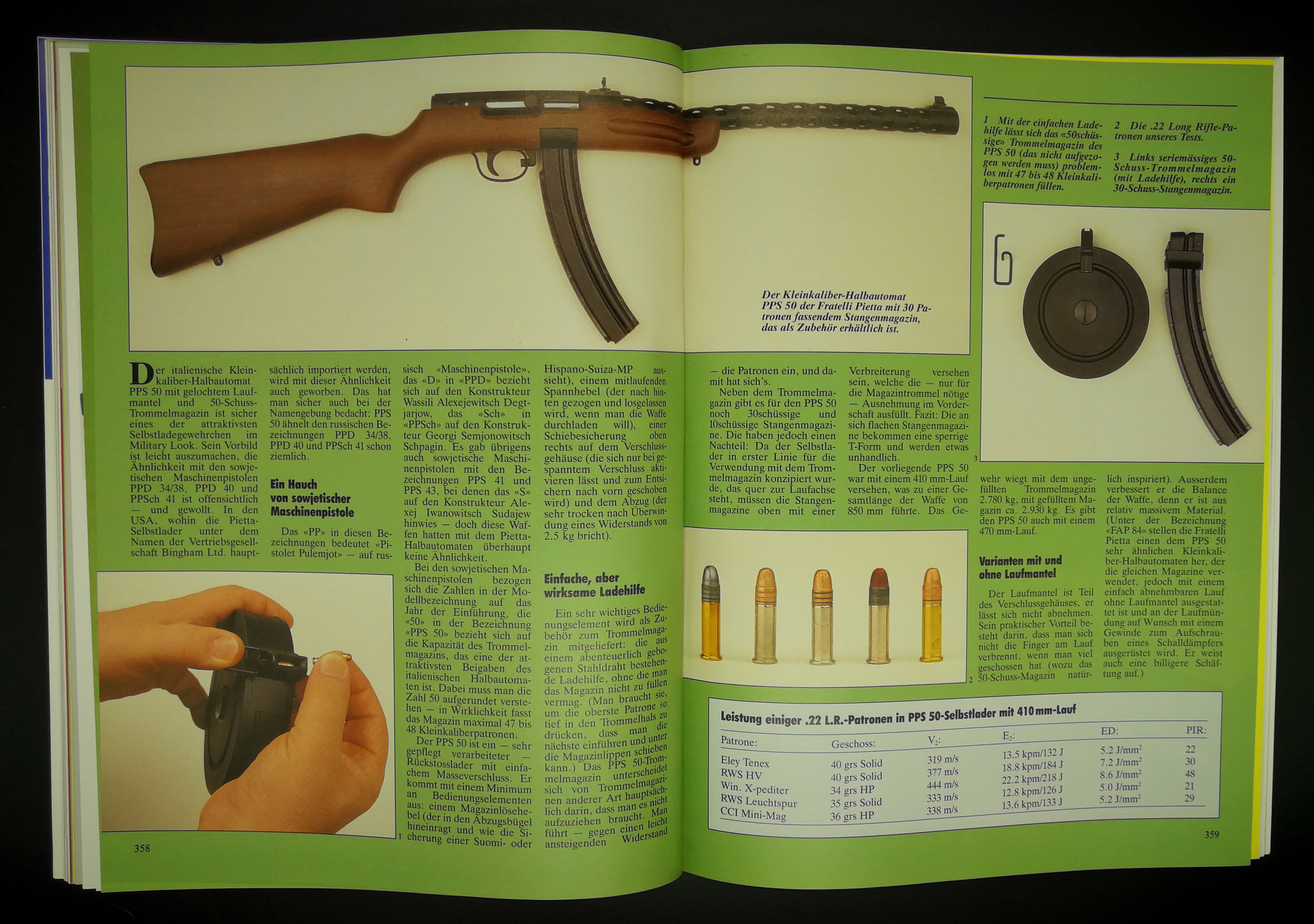 Fratelli Pietta PPS 50 in .22lr. Angelehnt an die sovjetischen Vorbilder PPD 34/38, PPD 40 und PPSch 41, aber nur als Halbautomat zu haben.