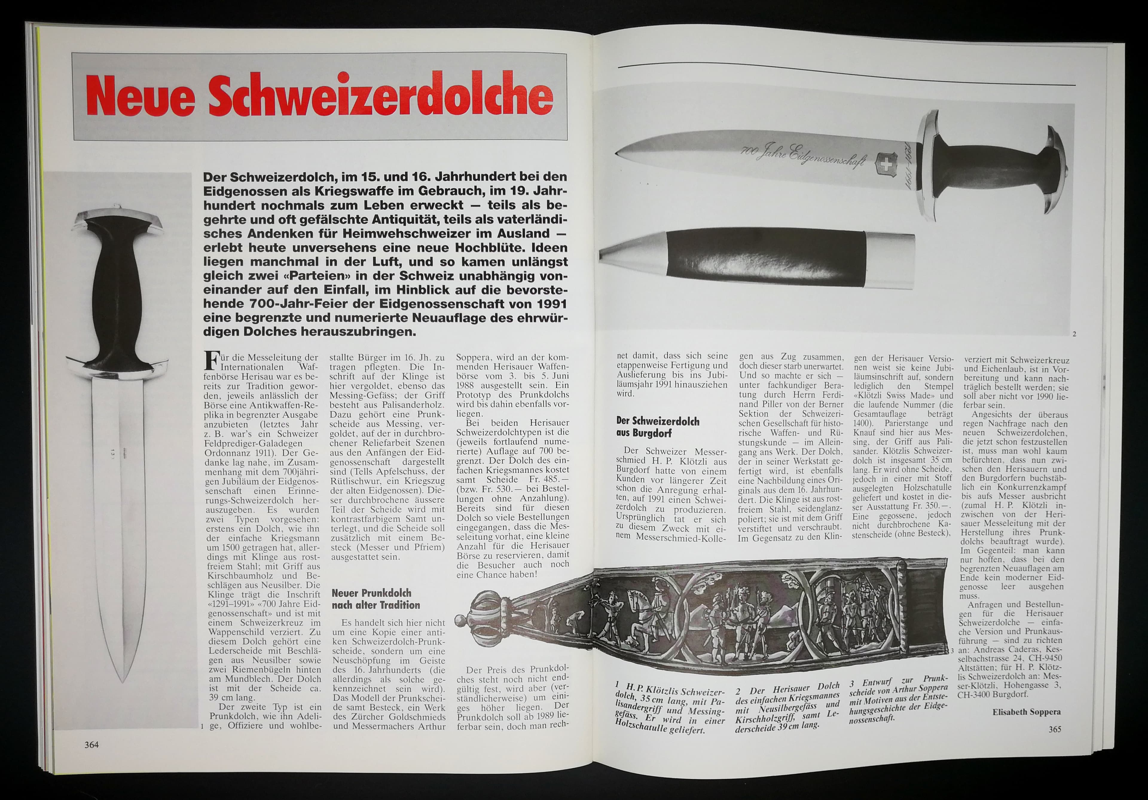 Der Schweizerdolch, zum 700jährigen Bestehen der Eidgenossenschaft