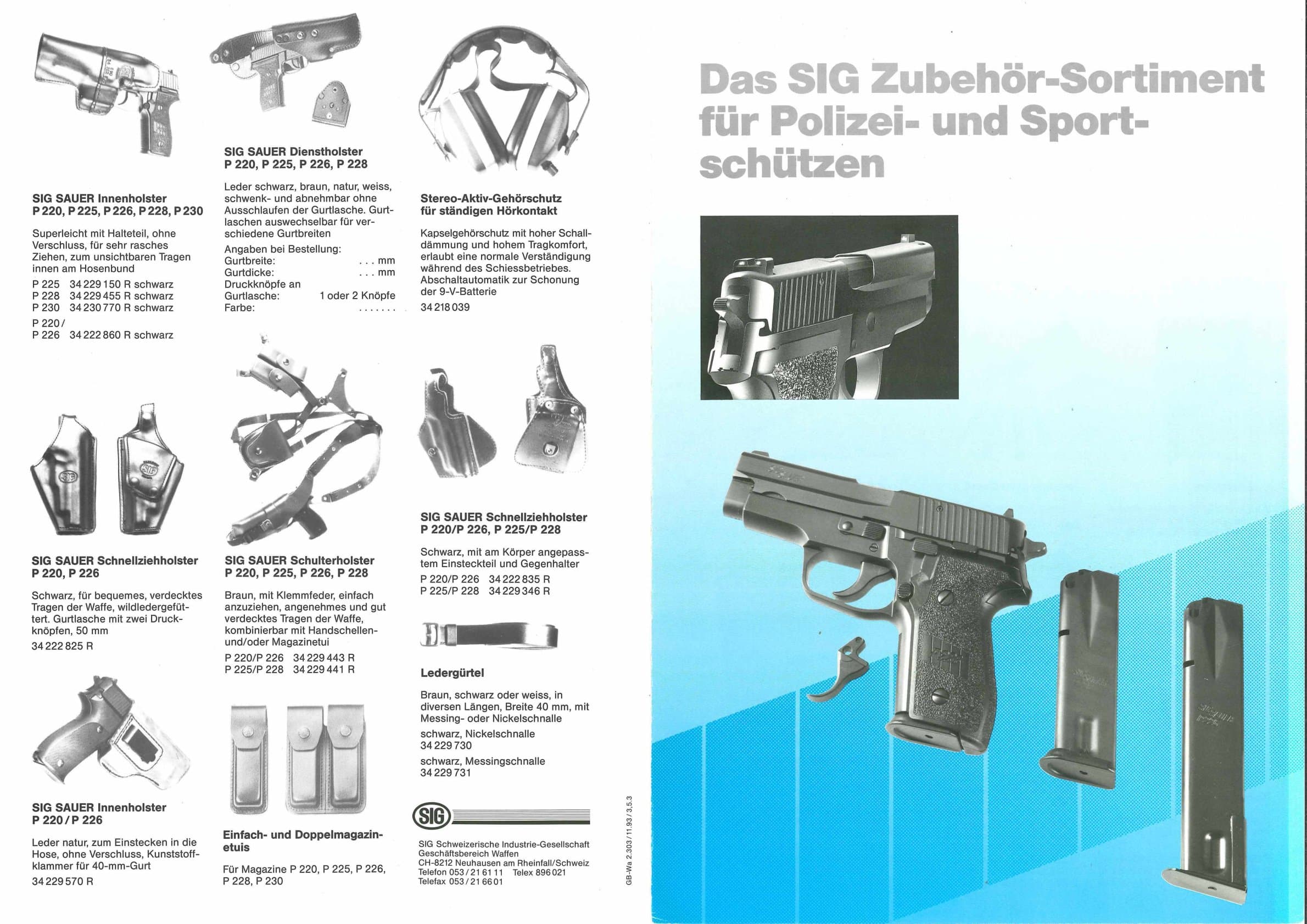 SIG Prospekt "Das SIG Zubehör-Sortiment für Polizei- und Sportschützen"